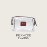 Cosmetic bag grained leather | dark red & gold - Pre-Order