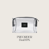 Cosmetic bag grained leather | black & silver - Pre-Order