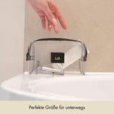 Kosmetiktasche genarbtes Leder Schwarz & Gold