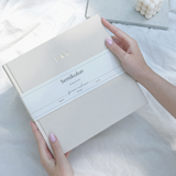 Personalisiertes Gästebuch für Hochzeiten in Leinen - weiß und beige