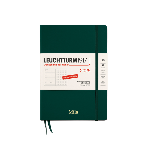 Wochenkalender 2025 & Notizbuch A5 dotted | Forest Green