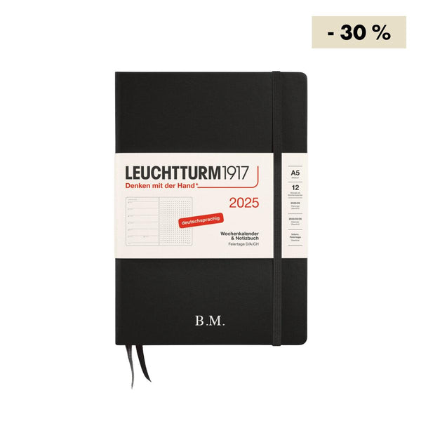 Weekly Calendar 2024 & Notebook A5 lined | Black