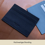 Leder Kartenhalter in blau aus genarbtem Leder mit kostenloser Prägung - blau | MERSOR