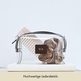 Kosmetiktasche Glattleder | Braun & Gold