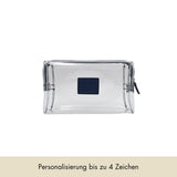 Cosmetic Bag Grained Leather | Night Blue & Silver