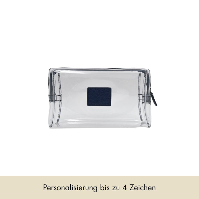 Cosmetic Bag Grained Leather | Night Blue & Silver