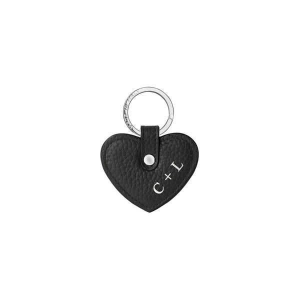 Keycharm Heart Grained Leather | Black & Silver