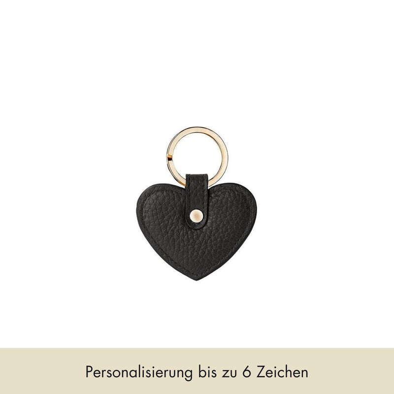 Schlüsselanhänger Herz genarbtes Leder | Schwarz & Gold von MERSOR Studio | Geschenke bei MERSOR