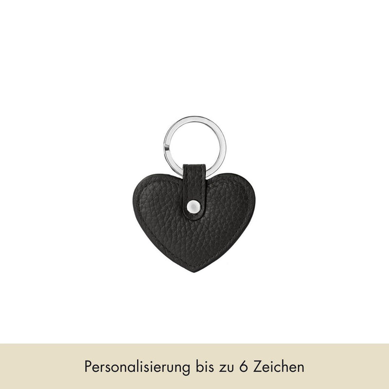 Schlüsselanhänger Herz genarbtes Leder | Schwarz & Silber von MERSOR Studio | Geschenke bei MERSOR