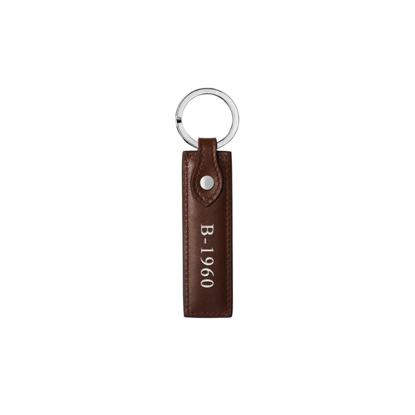 Schlüsselanhänger Classic Glattleder | Braun & Silber - personalisiert mit Namen | MERSOR