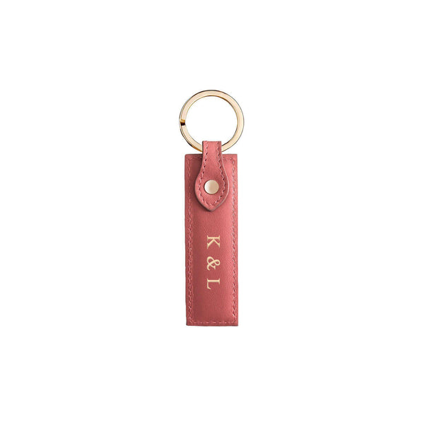 Schlüsselanhänger Classic Glattleder | Misty Rose & Gold - personalisiert mit Namen | MERSOR