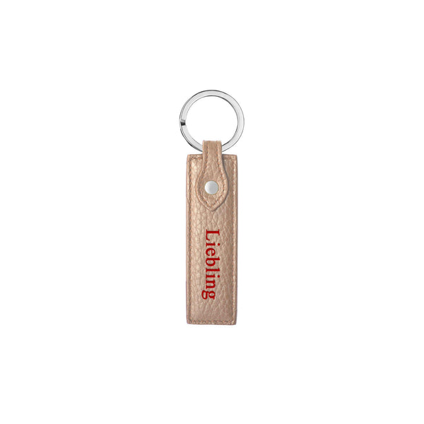 Keycharm Classic Grained Leather | Beige & Silver