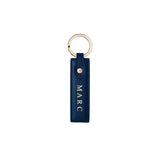 Schlüsselanhänger Classic genarbtes Leder | Nachtblau & Gold - personalisiert mit Namen | MERSOR